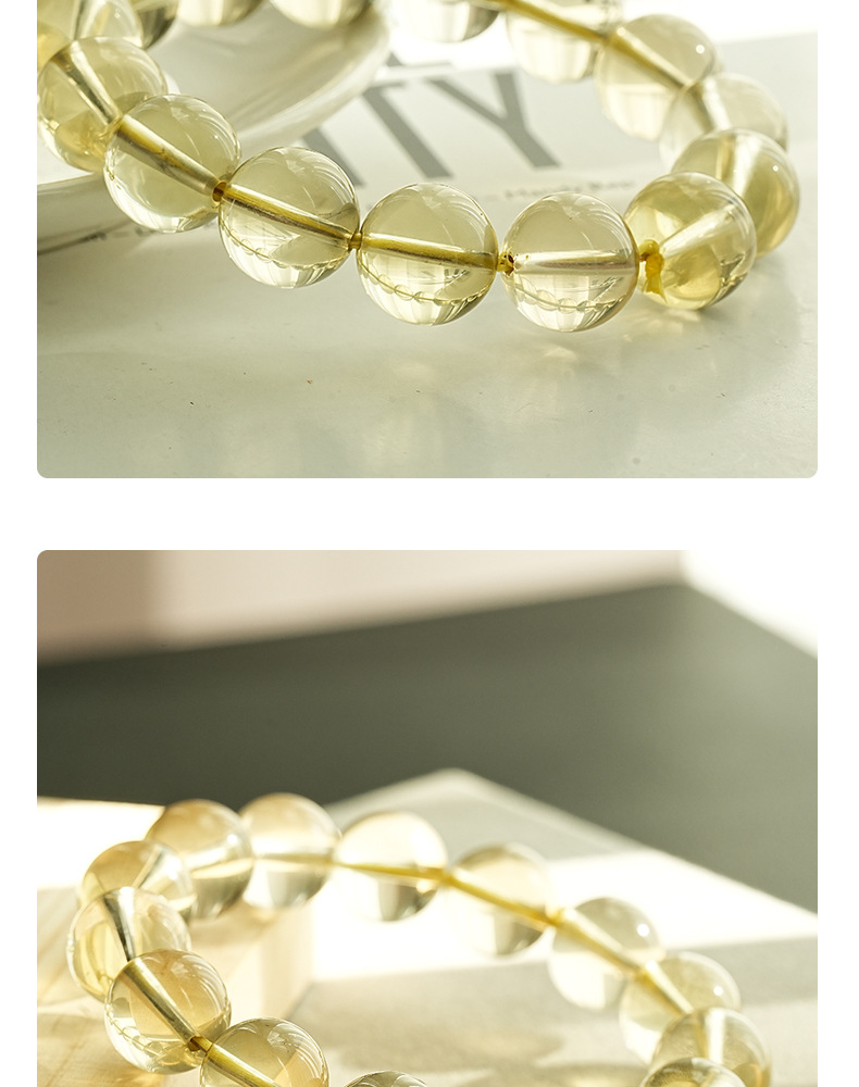 Xiaoshitouyuan Jewelry Natural Yellow Crystal Round Bead bracelet Brazilian yellow crystal loose bead bracelet pic 9