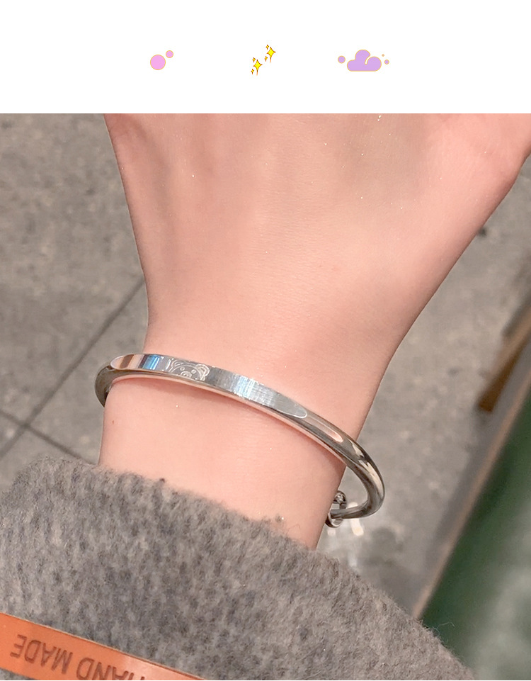 s925 Silver bracelet for girls, high-end bear bracelet, silver bracelet, push-pull bracelet, bracelet, and silver jewelry pic 7
