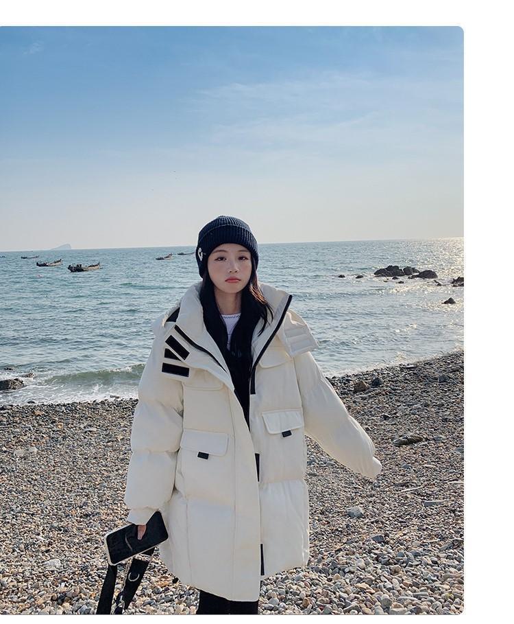 Bestseller hooded wine red down cotton-padded jacket for women, 2023 winter new thickened bread jacket, cotton-padded jacket, mid-length style pic 22