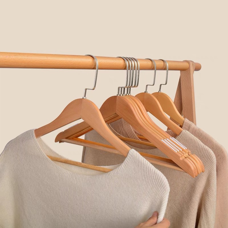实木衣架木质衣架子无痕衣架家用服装店衣挂复古防滑架子批发裤架详情4