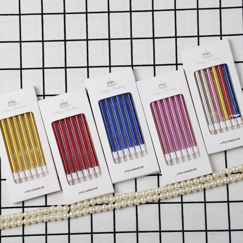 6 gilded boxed candles, birthday candles, creative party supplies, cake decorations pic 1