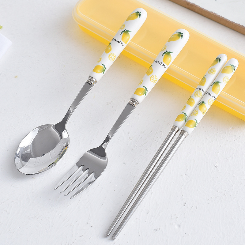Portable ceramic stainless steel tableware pic 1