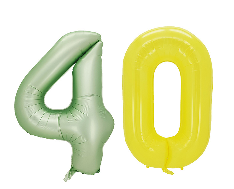 跨境40寸仿美大数字橄榄绿马卡黄铝膜气球 独立包装派对装饰气球详情9