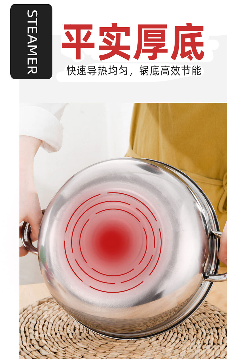 Thickened stainless steel soup steamer, cross-border double-layer and triple-layer steamer, multi-layer steaming soup pot, hot pot gift manufacturer wholesale pic 14