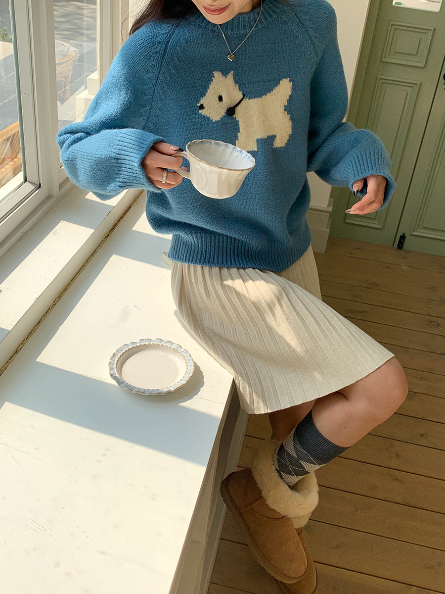 3th Morning North Island Park Korean Style Youthful Dog Embroidered Round Neck Pullover Sweater ZY2381 pic 38