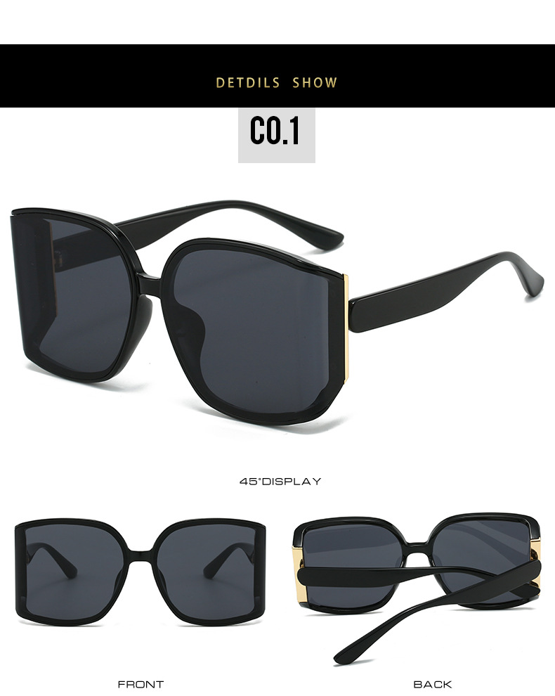 Fashionable large-frame multi-sided curved lens sunglasses, high-end European and American UV-resistant sunglasses, and personalized street style glasses pic 7