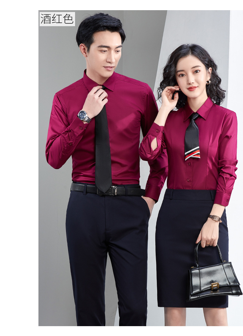 Factory direct supply of long-sleeved white bamboo fiber shirts for men, blue workwear no-iron fitted shirts for women, both men and women pic 33