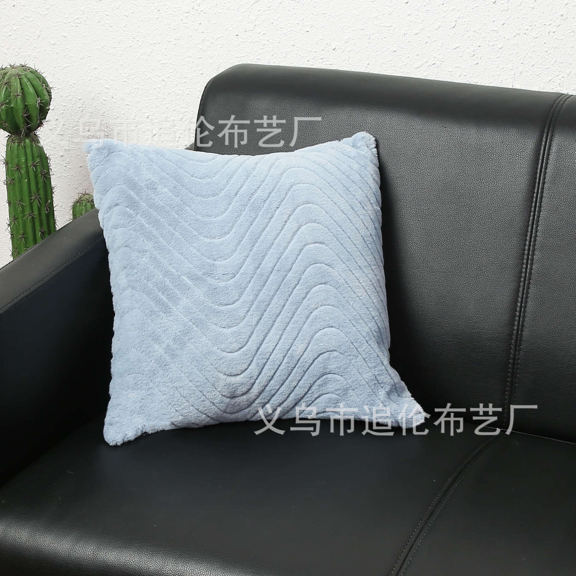 兔绒抱枕套波浪纹柔软可洗耐脏新款沙发靠垫套详情2