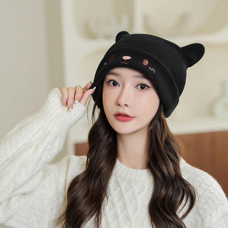 Gorro de punto mujer otoño invierno japonés manga de dibujos animados lindo gorro de oreja de conejo versión coreana heap heap gorro térmico gorro frío pic 3