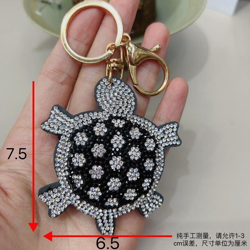 跨境乌龟皮革烫钻钥匙扣挂件潮流可爱拼色水钻包包挂饰详情17