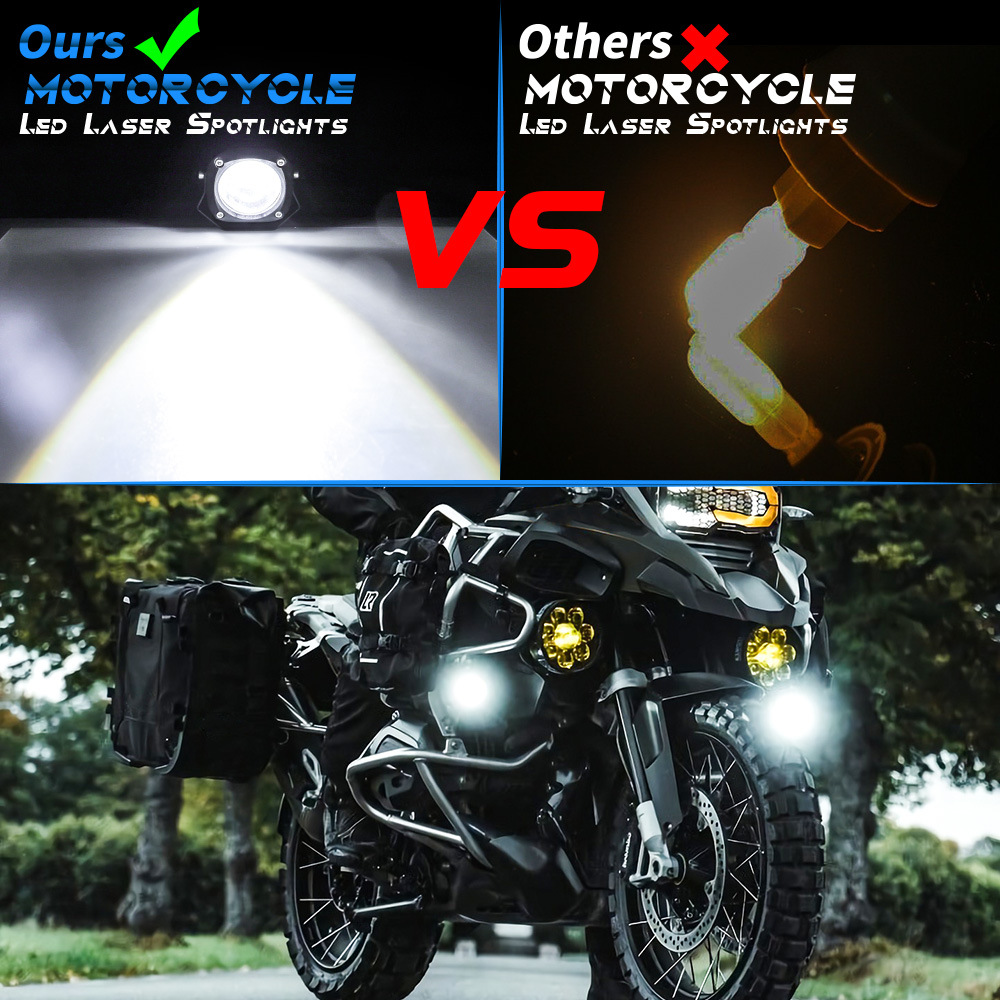 DXZ motorcycle led spotlights, white and yellow dual-color high and low beam LED headlights, high-brightness direct small steel cannon road fog lights pic 4