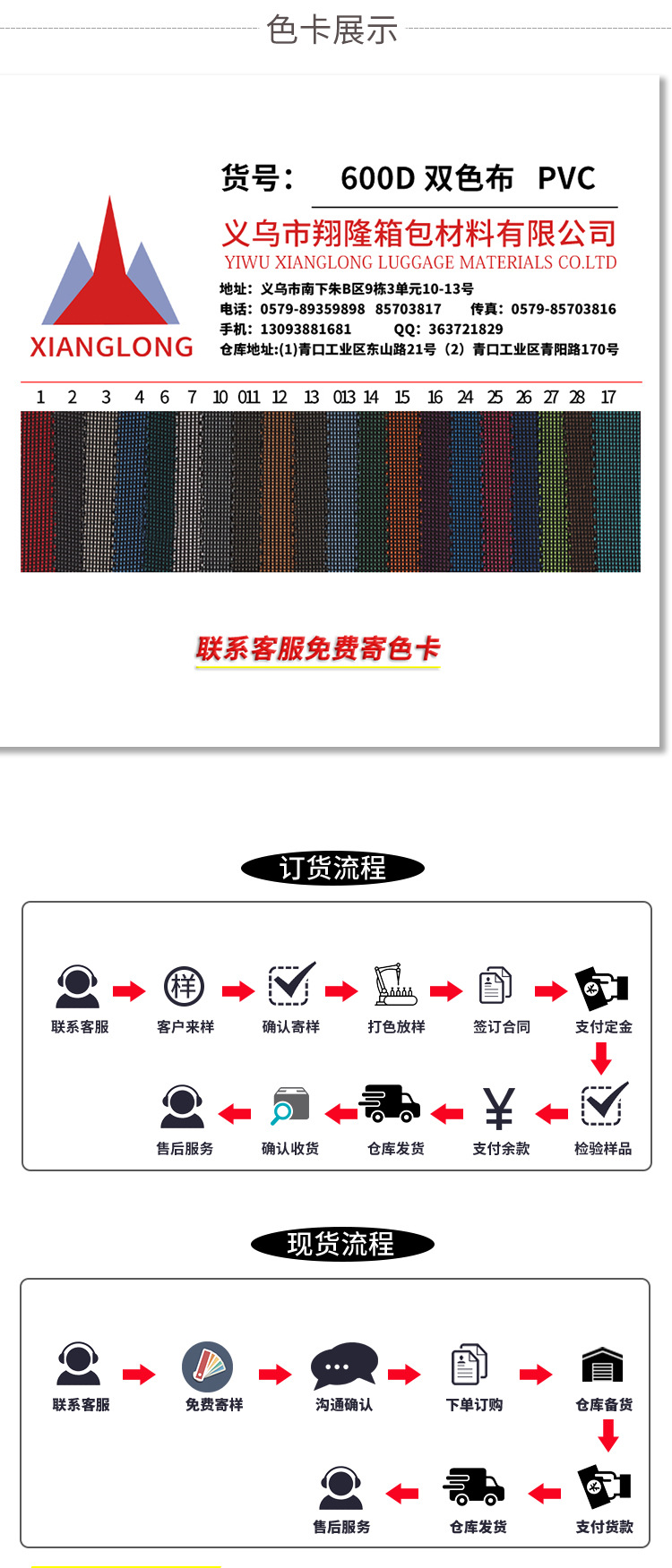 The manufacturer has 600D two-color PVC bag fabric and Oxford cloth in stock pic 9