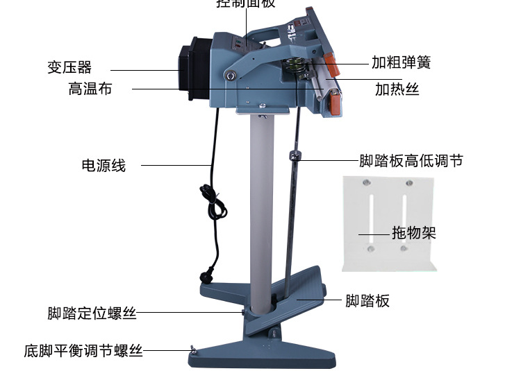 腾派450型脚踏式铝架封口机 大功率 重型封膜机 上下加热 封45cm详情7