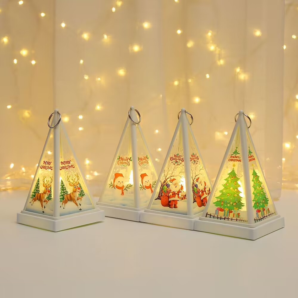 New Christmas decorations: Hand-held triangular wind lamps, night lights, pendants, LED electronic candles, candlestick lights pic 13
