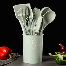 新款硅胶木柄厨具12件套装烹饪煎铲勺密更汤勺刮刀油刷粉抓打蛋器详情3