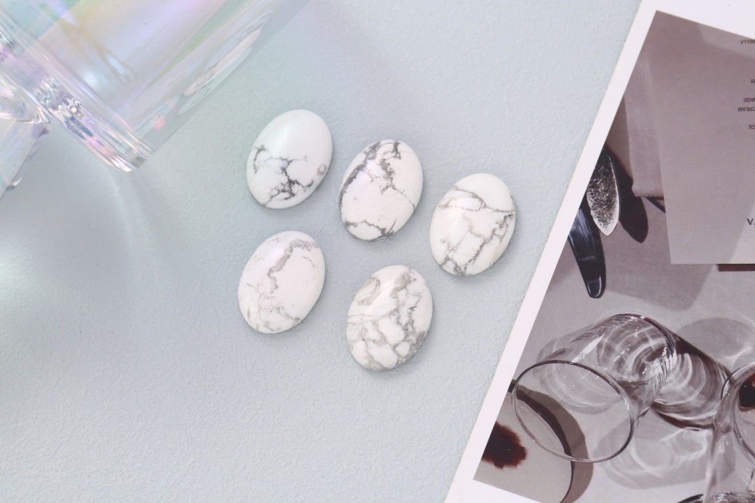 跨境直销热卖天然白松蛋形戒面半宝石欧美时尚水晶裸石批发配件详情2