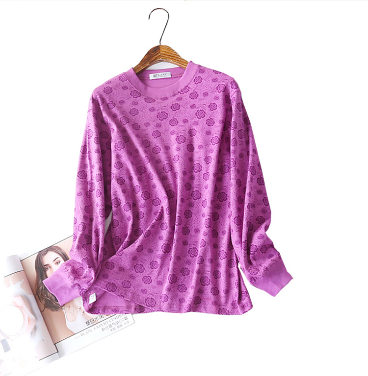 单件中老年女士秋衣纯棉上衣加肥加大码半中高领老人线衣200斤薄详情10