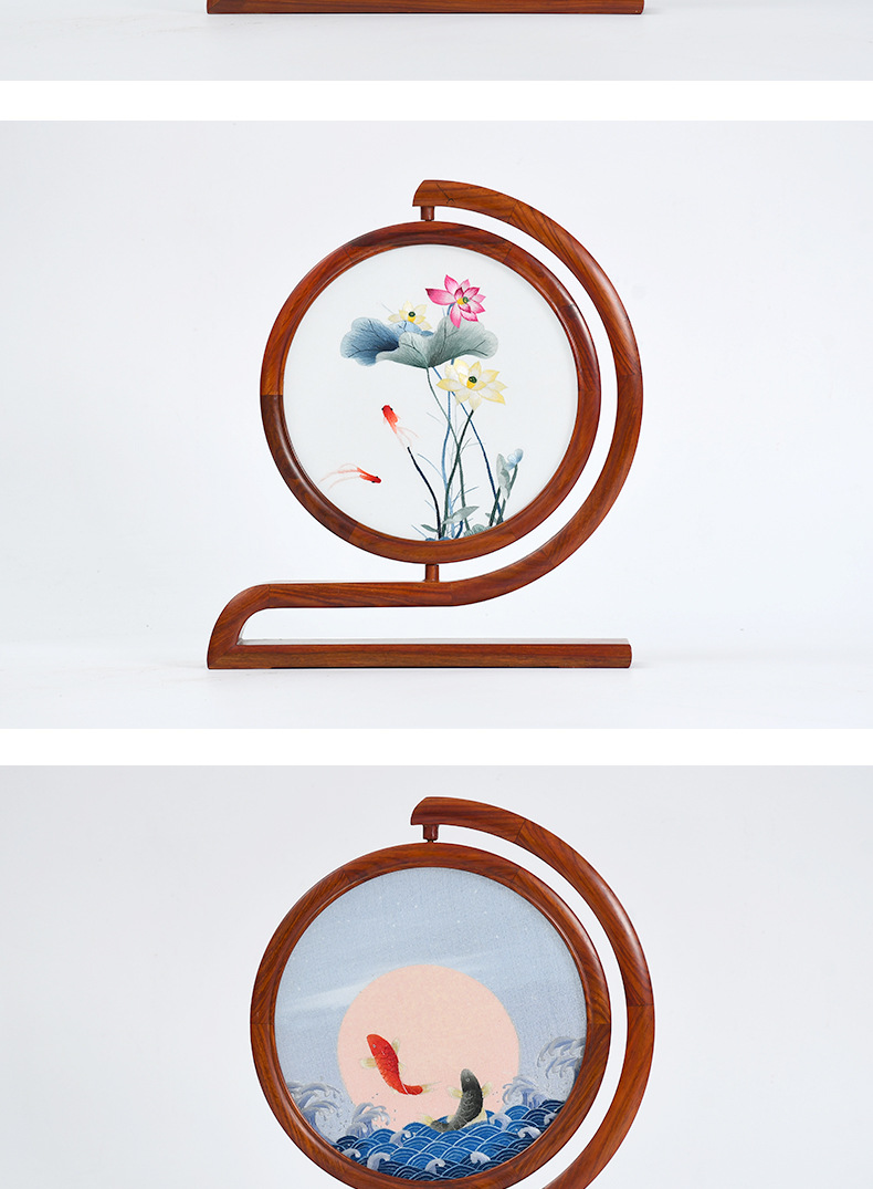 苏州刺绣摆件古风中式屏风手工苏绣台屏双面绣摆台中国风商务礼品1详情22