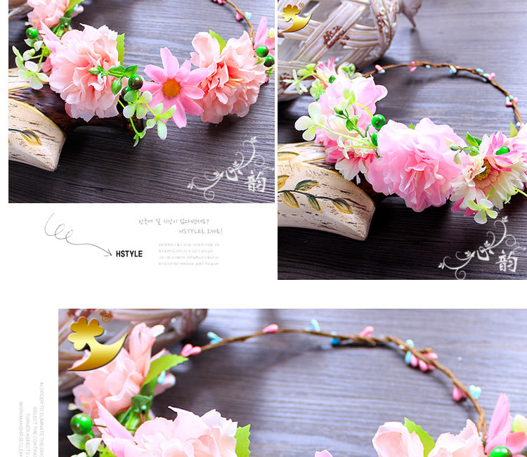 Bohemian hand-woven garland for ladies, 18 cm peony headwear, photography outfit and headwear pic 7