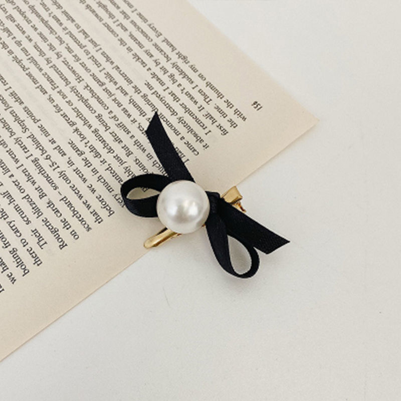 Romantic mesh bow pearl hair clip, sweet and versatile, bangs clip, girlish heart small clip, side clip hair accessory pic 9