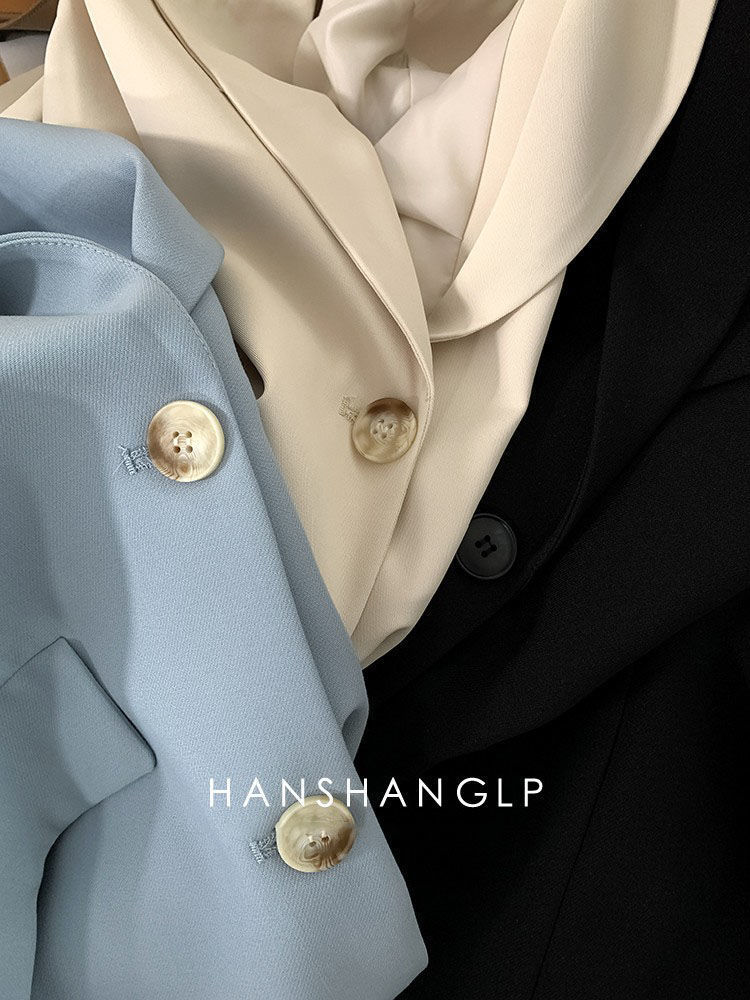 西装外套女2022春季新款韩版宽松休闲两粒扣气质浅蓝色网红小西服详情10