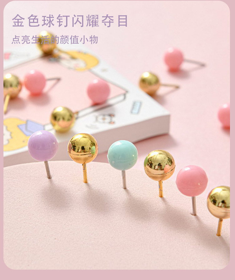 Wholesale macaron-colored paper clips of various sizes, cultural and creative office sets, mixed gold thumbtacks, ticket holders, binding and storage stationery pic 9