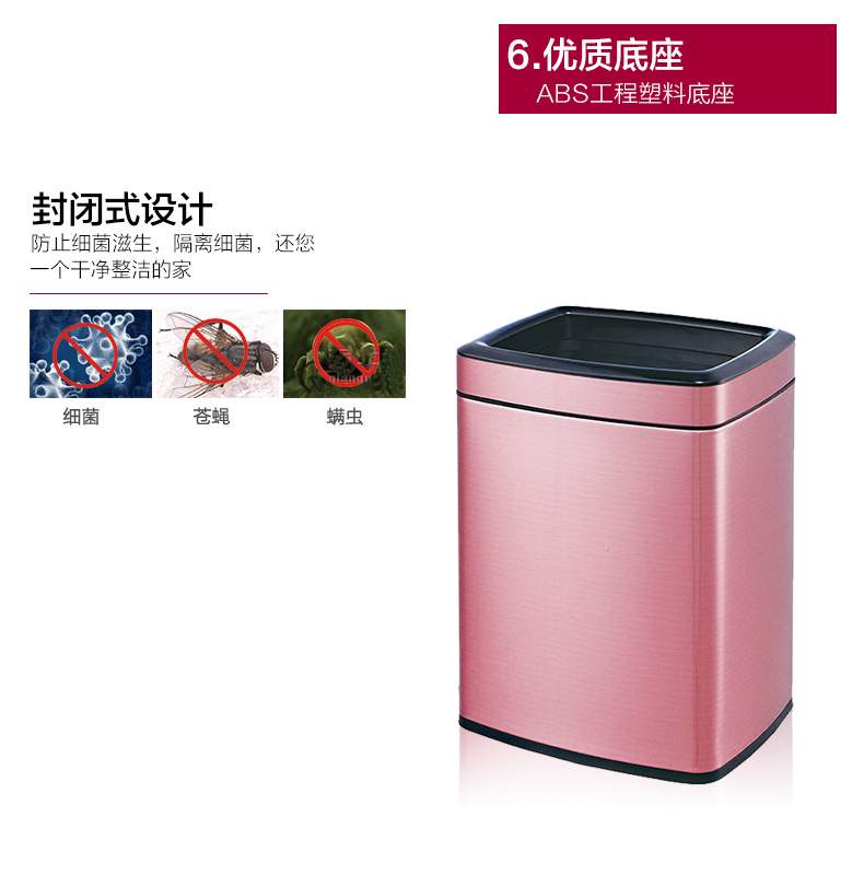 Creative trash can, double-layer thickened PP round storage bucket, household stainless steel trash can pic 16