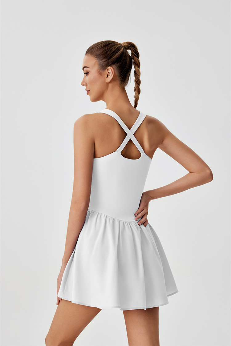 A new summer 2025 European and American style sleeveless, waist-cinching and slimming dress for women, made of patchwork, light and breathable tennis dress pic 24