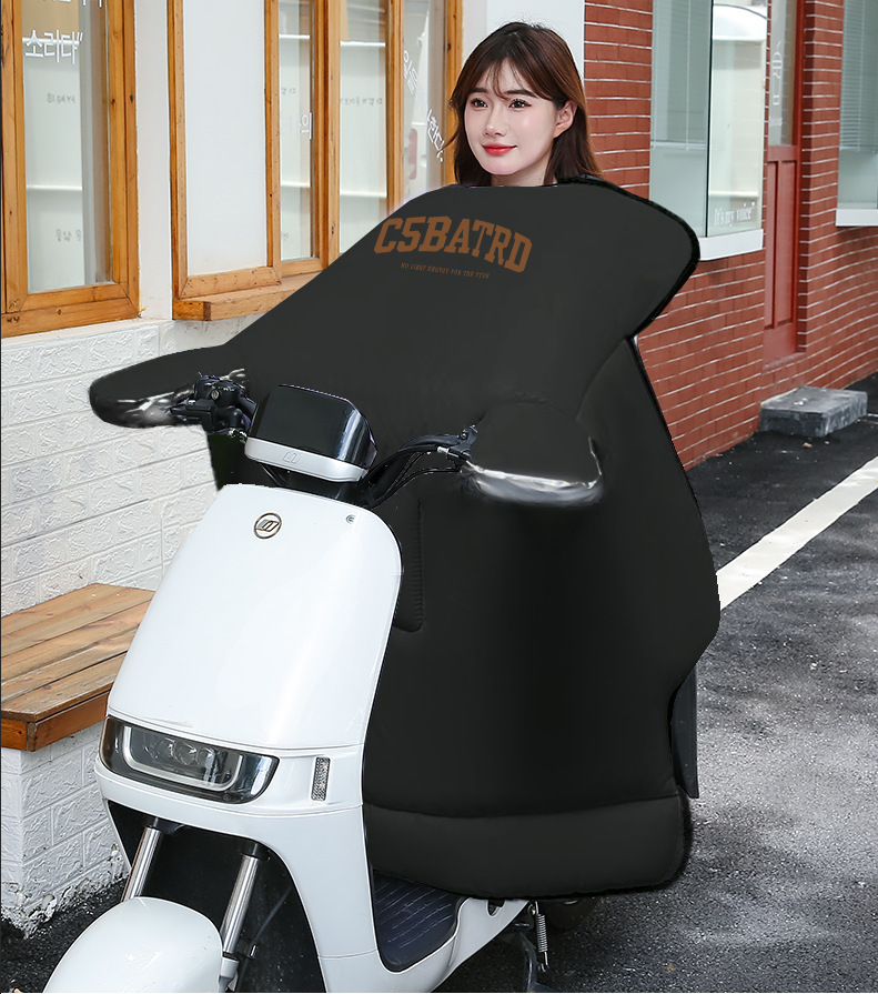 简约黑色款耐脏电动车挡风被加厚保暖冬季遮风套加宽侧翼挡风被详情11