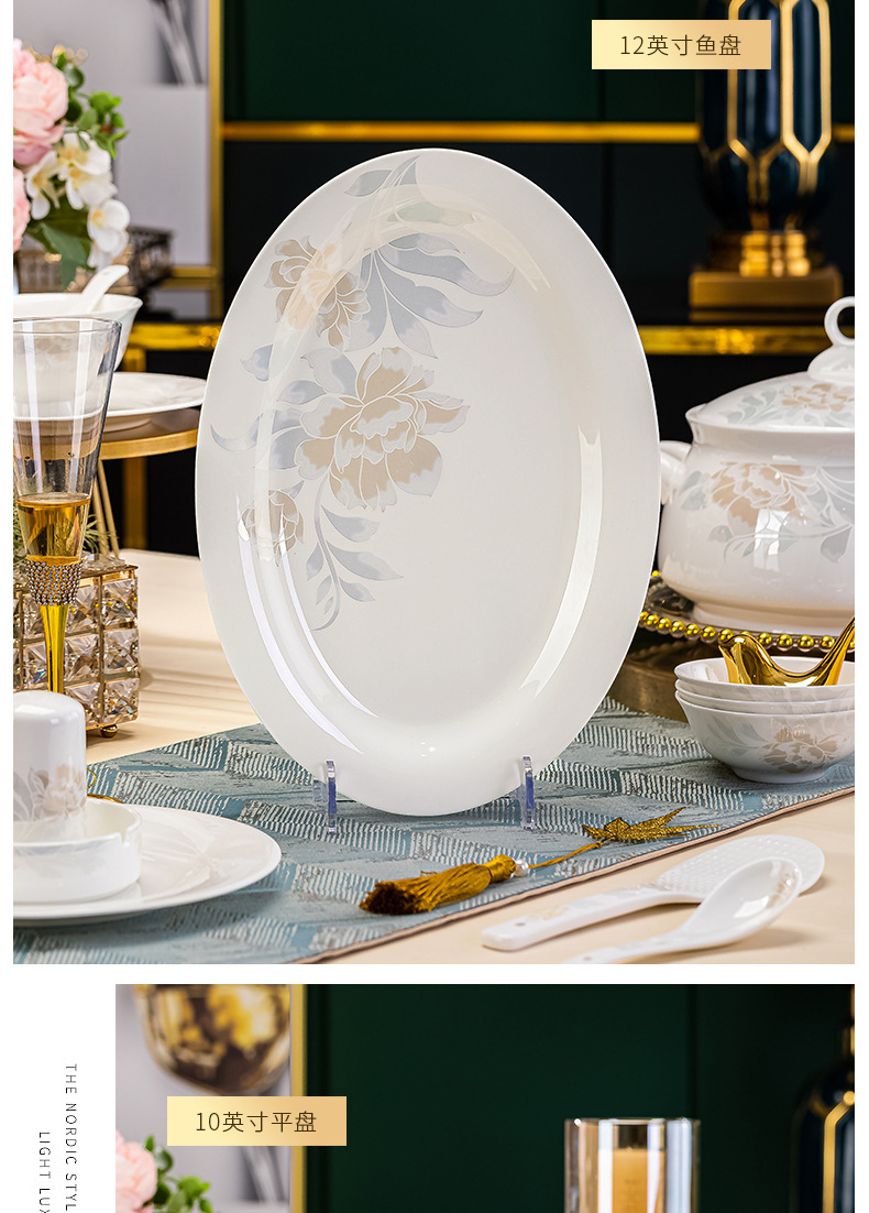 Jingdezhen tableware Set, complete gift box, simple home, light luxury, joy of moving house, beauty of the city, one-piece consignment pic 16