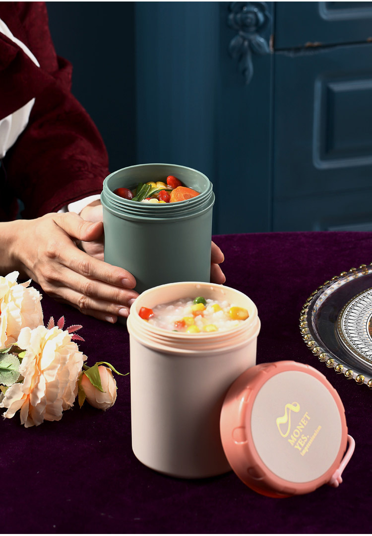 创意INS塑料提环单层汤杯 可微波加热汤杯燕麦杯上班族便携早餐牛奶杯详情14