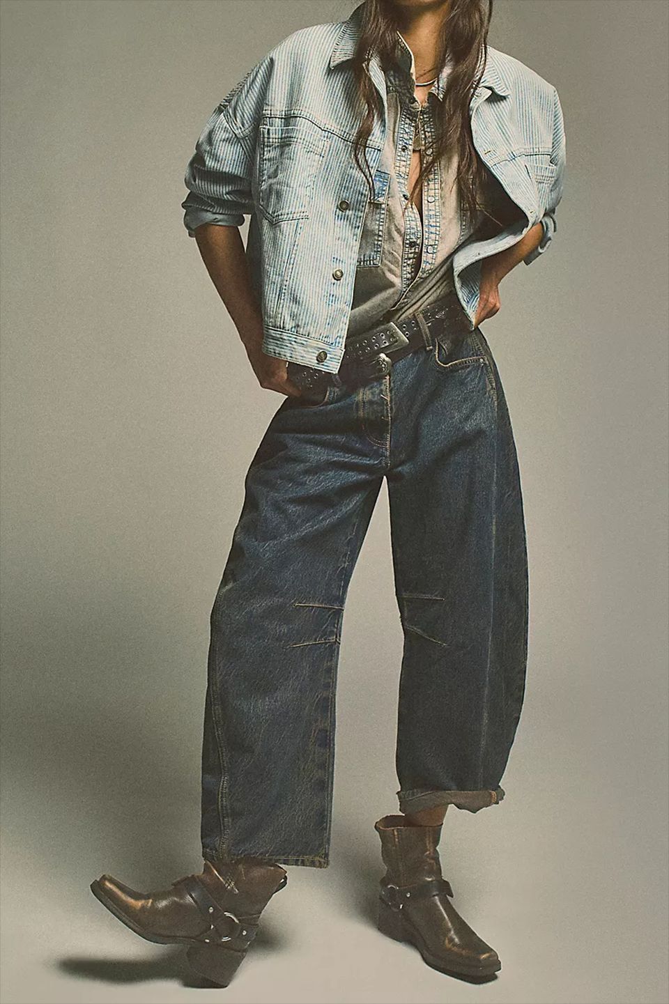 欧美热销时尚休闲阔腿宽松牛仔裤女式中低腰水洗牛仔详情23