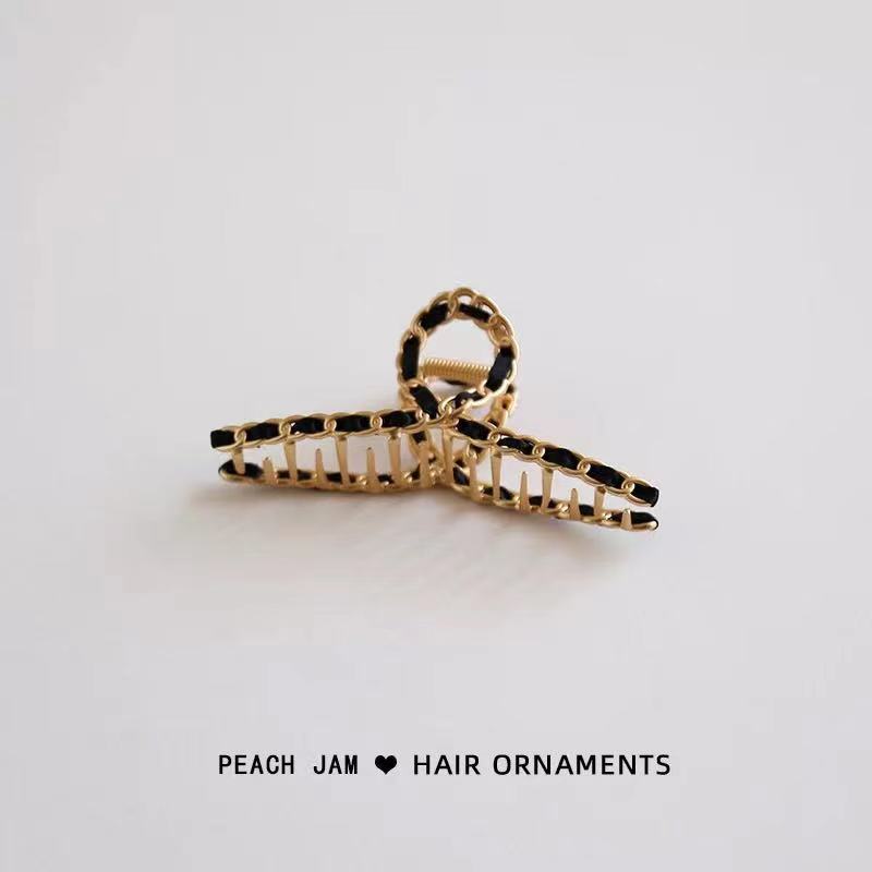 气质金属链条抓夹缠绕丝带发抓韩国ins 风鲨鱼夹发卡扎头发抓夹女详情6