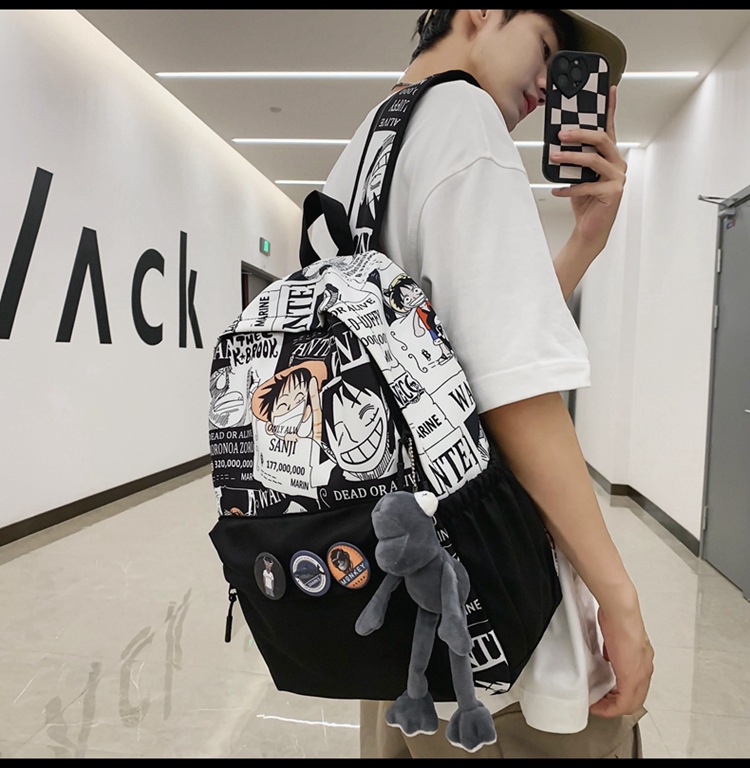 2023新款书包大容量时尚百搭双肩包初高中生情侣简约校园风双肩包详情24