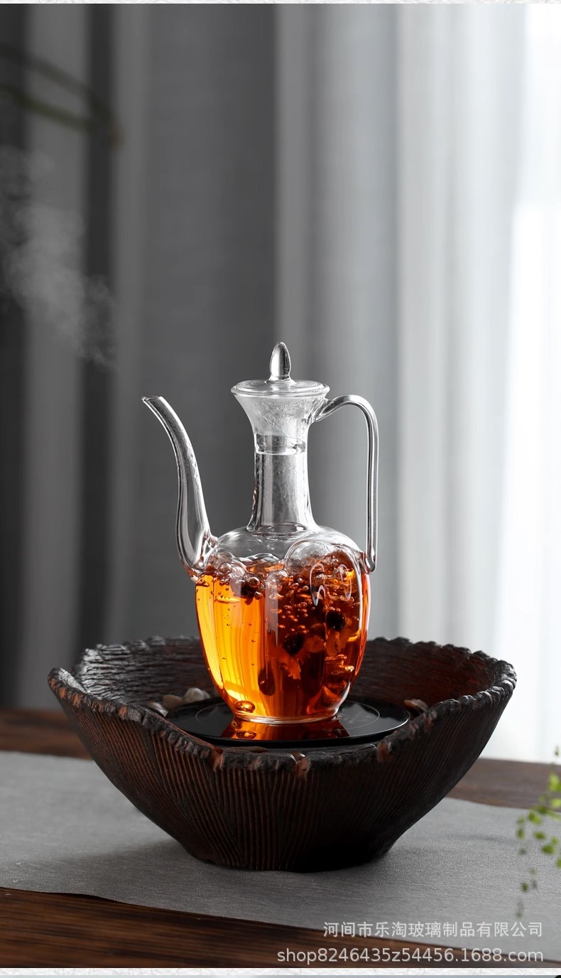 透明仿宋执壶玻璃贵妃壶高硼硅玻璃绿茶壶电陶炉煮茶小青柑泡茶壶详情16