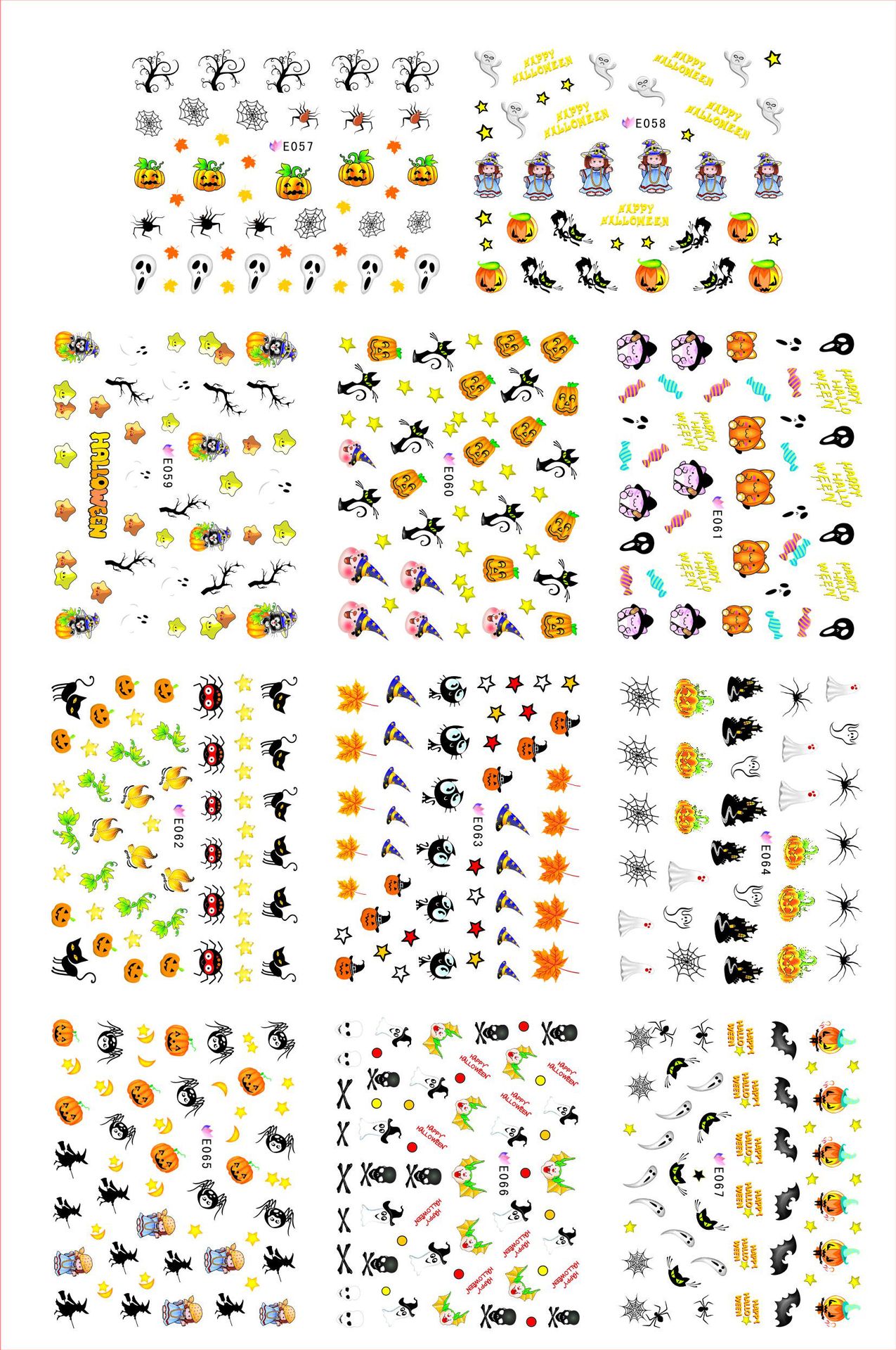 New Japanese and Korean 3D Halloween flower and plant nail stickers E001-159 large sheets pic 11