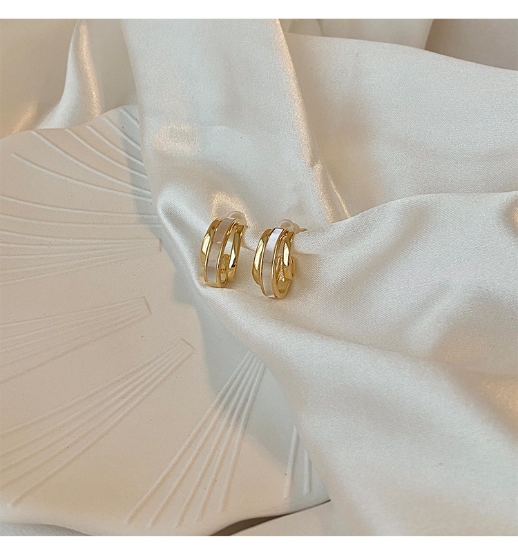 法式贝母耳环轻奢高级感小众精致气质耳钉金属贝壳耳饰品银针批发详情5