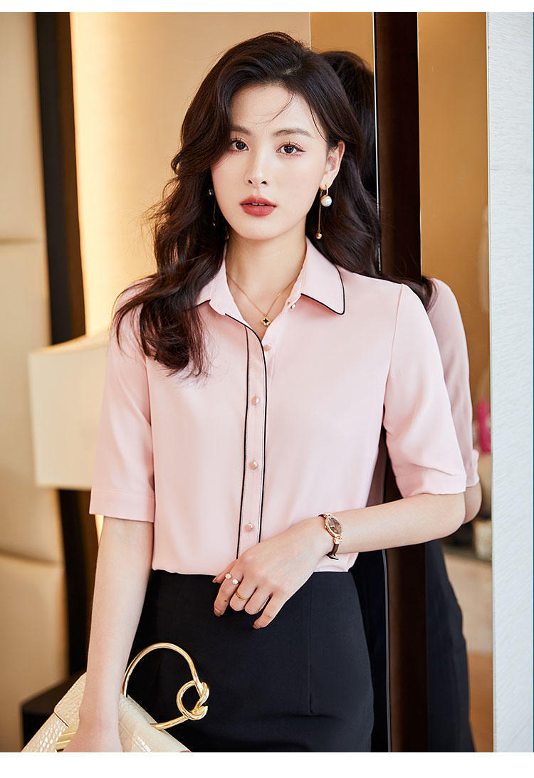 2025纯色衬衫女短袖春夏装通勤设计感小众宽松百搭衬衣职业正装详情8