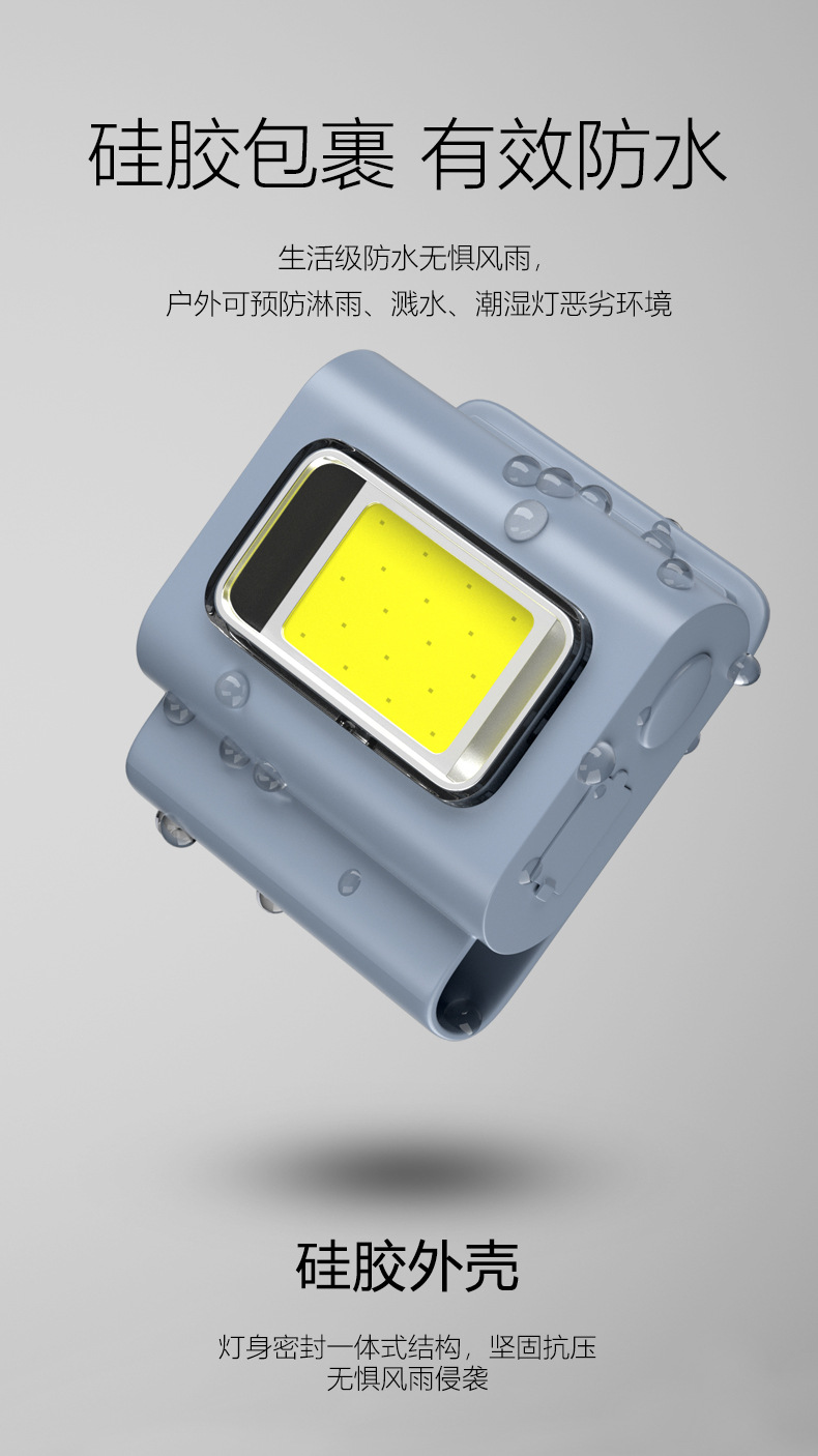 22 Cross-border New multi-functional magnetic TYPE-C charging portable clothes clip running COB silicone work headlamp pic 12