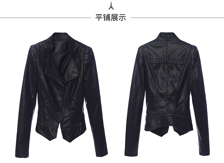 2022年新款秋冬小皮衣女外套短款机车欧货韩版气质修身pu皮夹克详情14