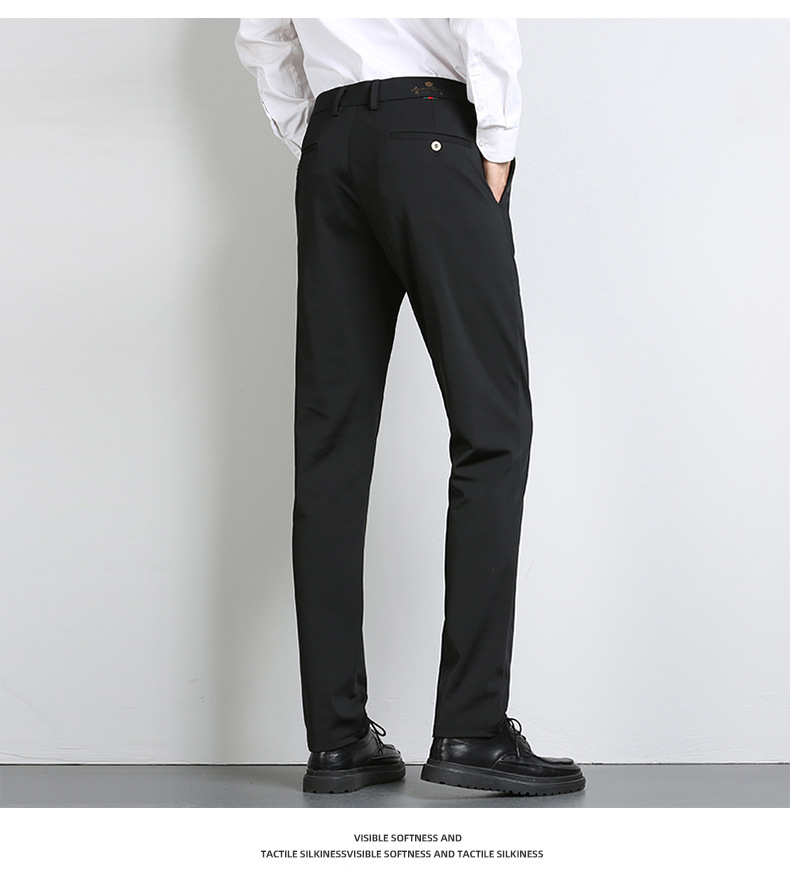 High-end business casual pants for men 2022 autumn and winter, thickened long pants, youth straight, elastic, wrinkle-free and drape dress pants pic 15