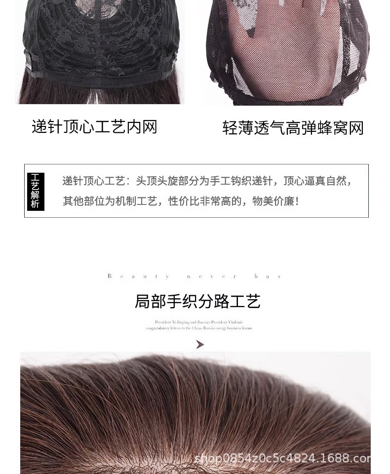 Wig for women, long straight hair, full head cover style, real hair strands, real hair, collarbone, full real, natural, round face, wavy, in stock pic 22