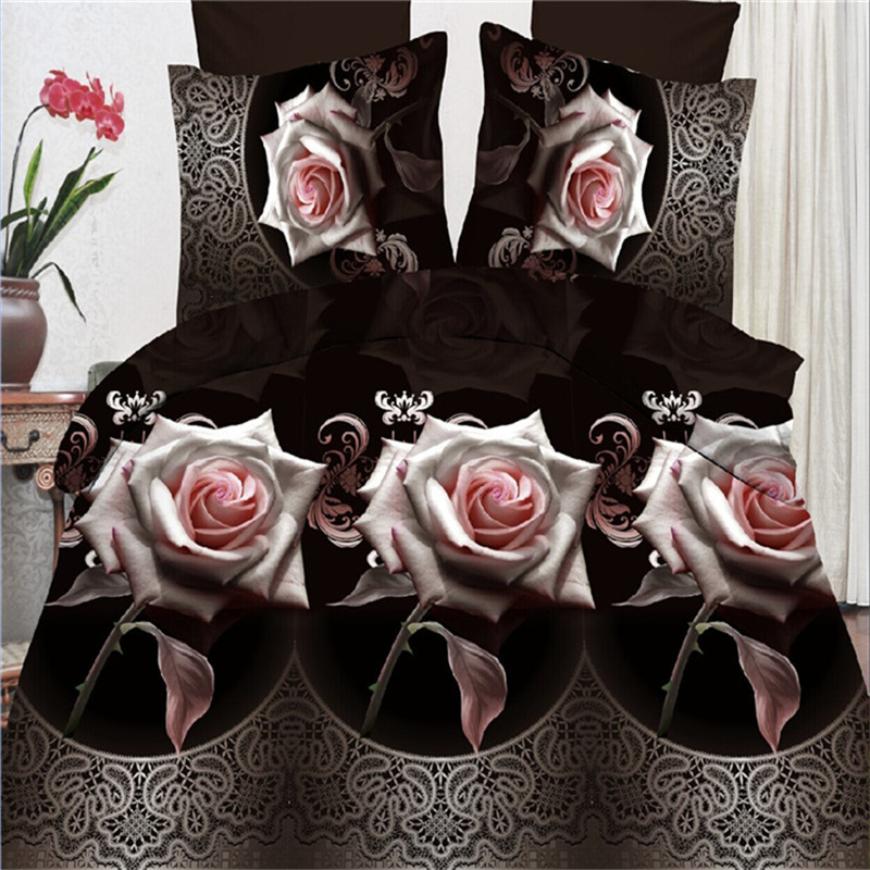 Wholesale of 3D four-piece sets of printed bedding for export with active brushed large patterns pic 30