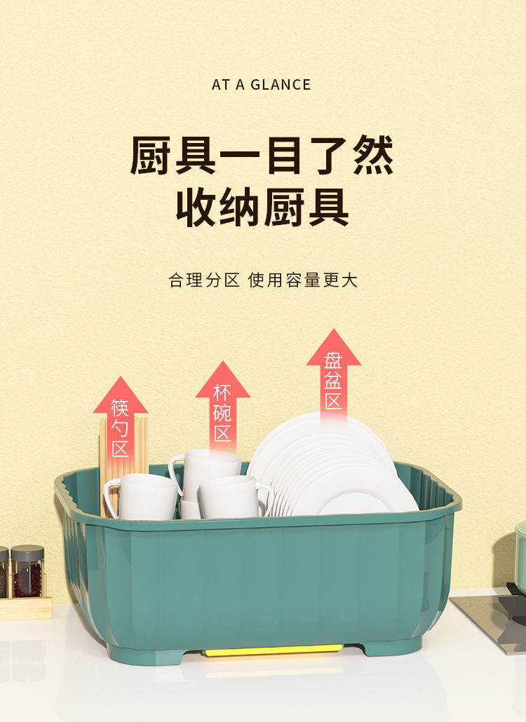 装碗筷收纳盒厨房家用带盖宿舍碗碟置物架塑料碗柜碗箱碗架可沥水详情8