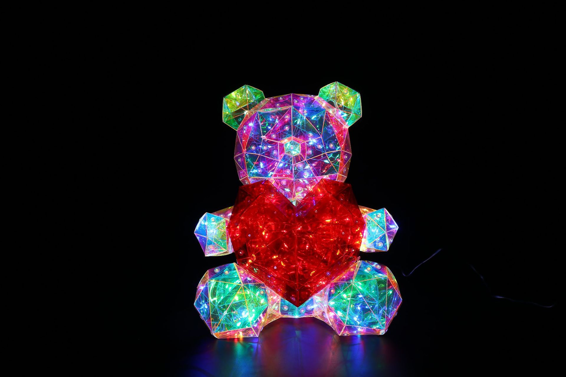 Colorful heart-shaped bear luminous lamp birthday creative decoration, popular heartwarming gift for girls wholesale pic 3
