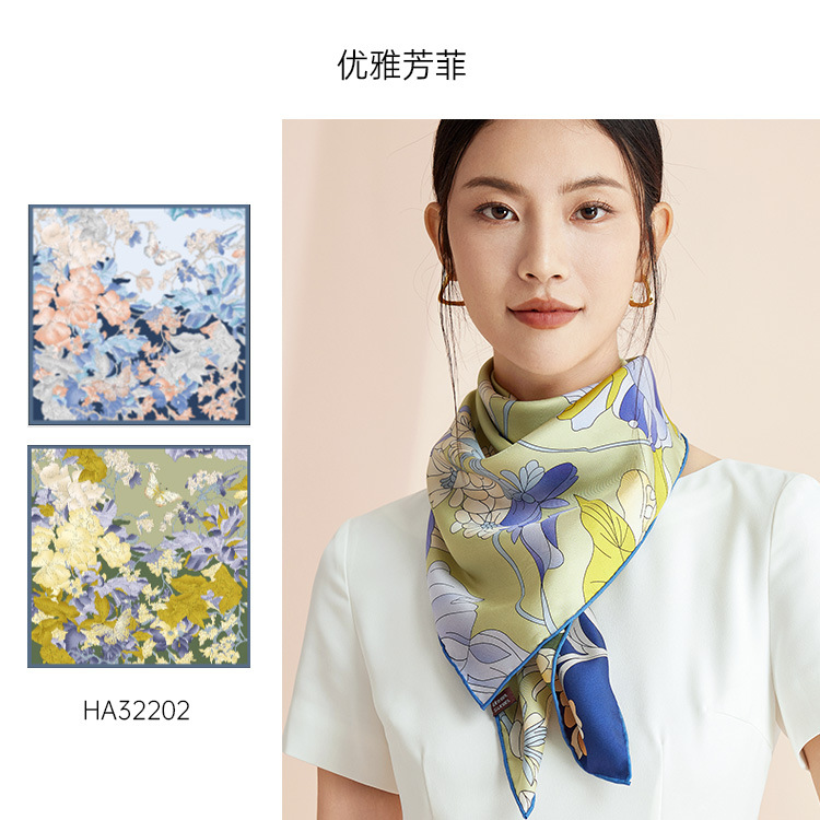 Double-sided digital silk large square scarf 90cm, Chinese style scarf, heavyweight 16mm mulberry silk scarf processing on behalf of others pic 4