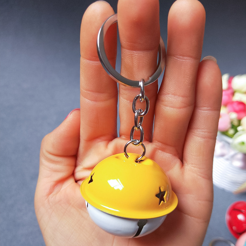 Large bell key pendants, metal colored bell key chains, key rings, wholesale at one-yuan stores pic 4