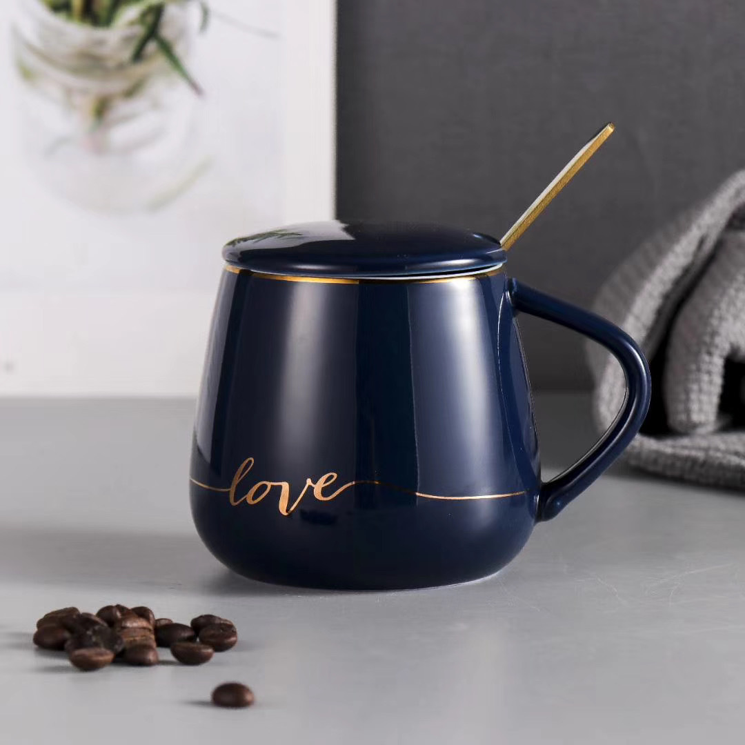 来样定制陶瓷杯简约英文情侣杯色釉礼品杯可刻字马克杯现货批发详情7
