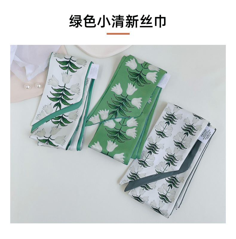 Scarf and silk scarf manufacturer wholesale, cool and stylish, original narrow and long small silk scarves, hair ties, Korean-style ribbons for women pic 6