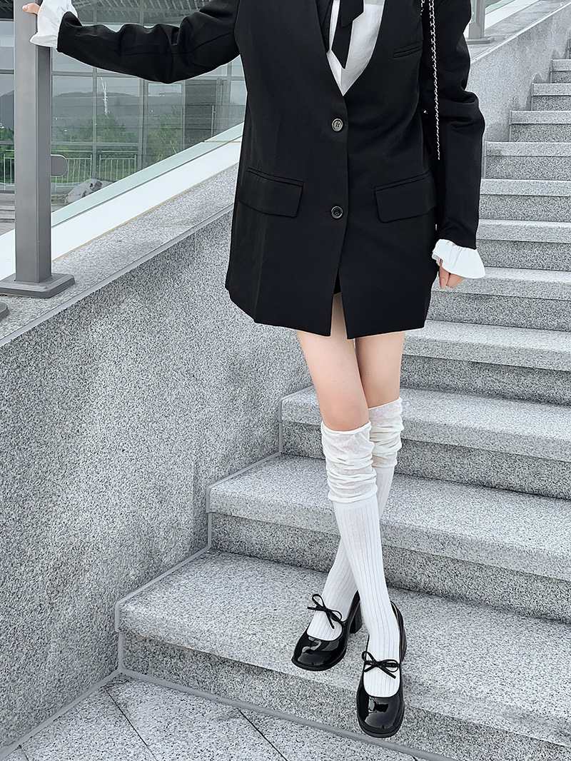 New Japanese JK autumn and winter thigh-high socks, school style, fashionable and simple, solid color socks that show slender legs, socks for women pic 2